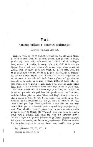 Vuk : narodno pričańe u Bukovici (Dalmacija) / V. Ardalić