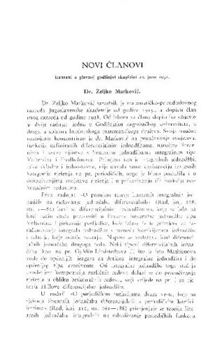 Dr. Željko Marković / V. Varićak