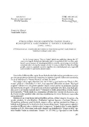 Etnološko-folkloristički zapisi Ivana Kukuljevića-Sakcinskog u 