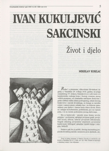 Ivan Kukuljević Sakcinski : život i djelo / Miroslav Kurelac