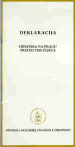 Deklaracija Hrvatska na pragu trećeg tisućljeća / Hrvatska  akademija znanosti i umjetnosti