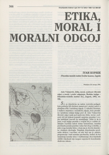 Etika, moral i moralni odgoj / Ivan Koprek