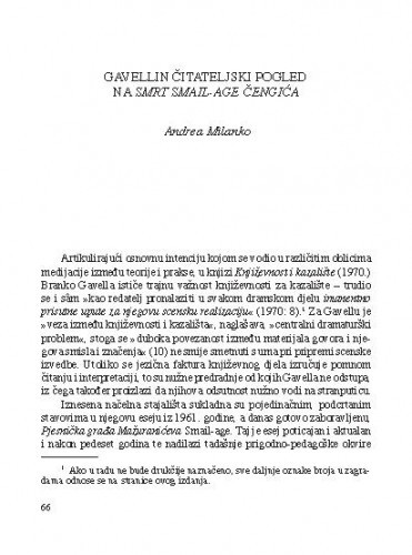 Gavellin čitateljski pogled na Smrt Smail-age Cengića / Andrea Milanko