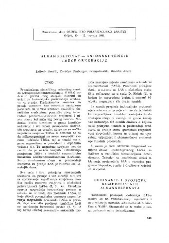 Alkansulfonat - anionski tenzid treće generacije / Ž. Smičić, Z. Šenberg, F. Kralik, B. Švarc