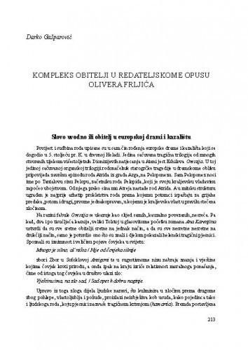 Kompleks obitelji u redateljskome opusu Olivera Frljića / Darko Gašparović