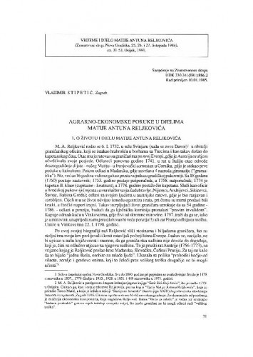Agrarno-ekonomske poruke u djelima Matije Antuna Reljkovića / Vladimir Stipetić