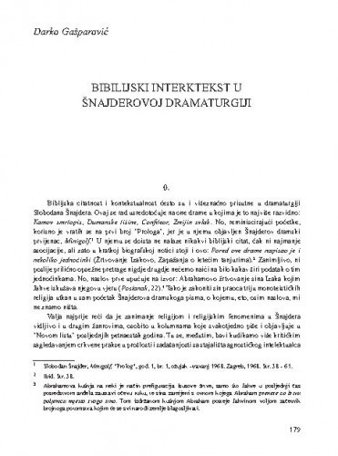 Biblijski intertekst u Šnajderovoj dramaturgiji / Darko Gašparović