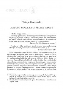 Allegro pensieroso: Michel Deguy / Višnja Machiedo