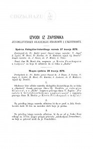 Izvodi iz zapisnika Jugoslavenske akademije znanosti i umjetnosti [1870]