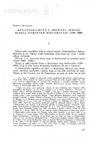 Konavoska buna u središtu jednog dijela evropske diplomacije (1799-1800) / S. Antoljak