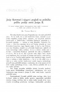 Josip Keresturi i njegovi pogledi na političke prilike poslije smrti Josipa II. / Tomo Matić