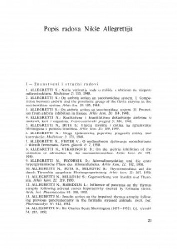 Popis radova Nikše Allegrettija