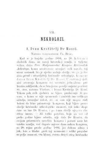 Ivan Krstitelj de Rossi : [nekrolog.] / F. Bulić