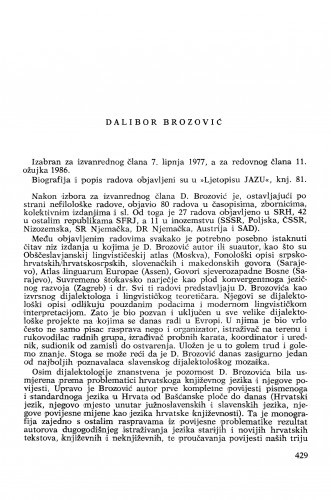 Dalibor Brozović : [biografije novih članova Akademije]