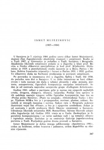 Ismet Mujezinović (1907-1984) : [nekrolozi] / N. Reiser