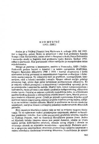 Edo Murtić (1921.-2005.) : [nekrolog] / Nikola Reiser