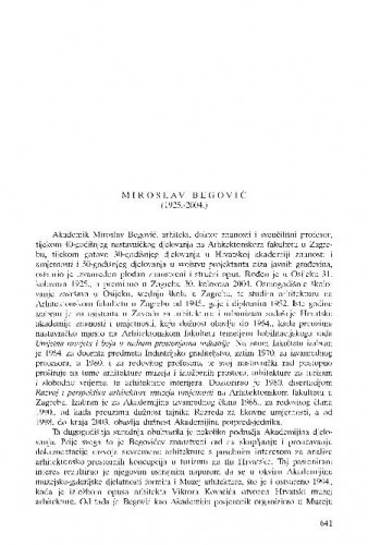 Miroslav Begović (1925.-2004.) : [nekrolog] / Andrija Mutnjaković