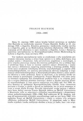 Franjo Hajnšek (1924-1989) : [nekrolozi] / Nenad Grčević