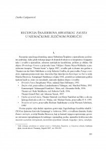 Recepcija Šnajderova Hrvatskog Fausta u njemačkome jezičnom području / Darko Gašparović