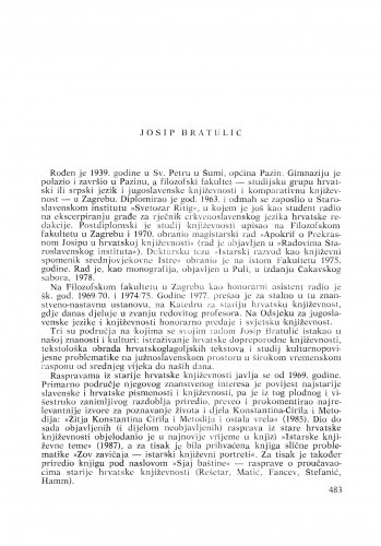 Josip Bratulić : [biografije novih članova Akademije]