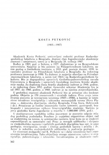 Kosta Petković (1903-1987) : [nekrolozi] / Ante Polšak
