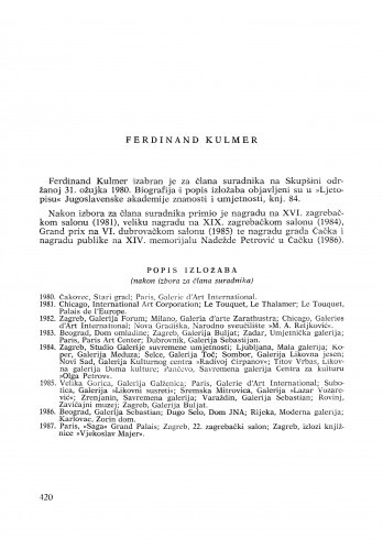 Ferdinand Kulmer : [biografije novih članova Akademije]