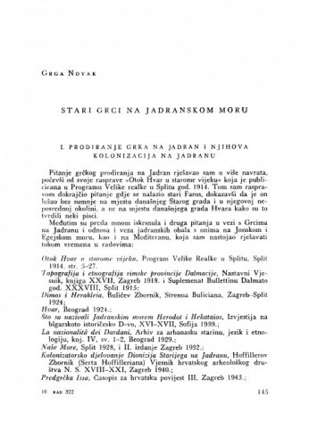 Stari Grci na Jadranskom moru / G. Novak