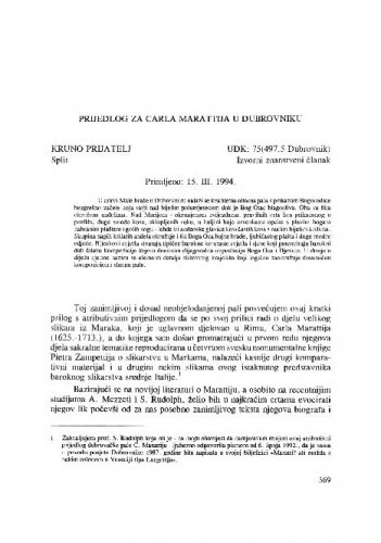 Prijedlog za Carla Marattija / Kruno Prijatelj