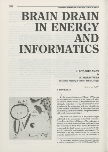 Brain drain in energy and informatics / J. Pop-Jordanov, N. Markovska
