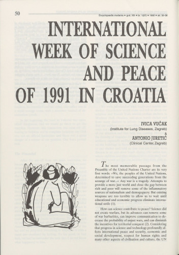 International week of science and peace of 1991 in Croatia / Ivica Vučak, Antonio Juretić