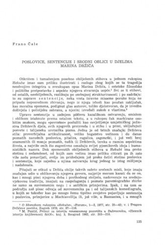 Poslovice, sentencije i srodni oblici u djelovima Marina Držića / Frano Čale