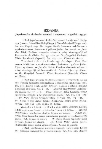 [Izdanja JAZU]