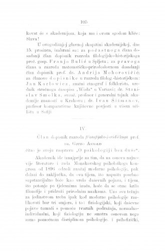 O psihologiji bez duše : [izvadak iz rasprave.] / Đ. Arnold