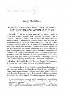 Privatni verlibrizam: slobodni stih u Benešićevim Istrgnutim listovima / Vanja Budišćak
