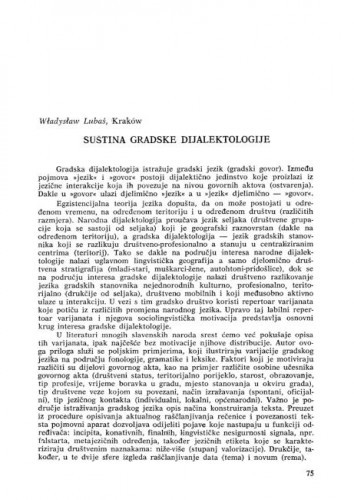 Suština gradske dijalektologije / Wladyslaw Lubas
