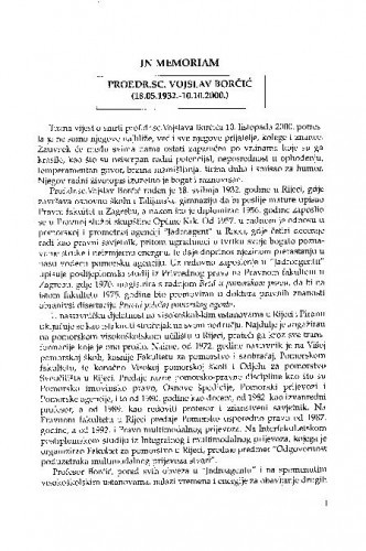 In memoriam  prof.dr.sc. Vojslav Borčić (1932.-2000.) / Igor Vio