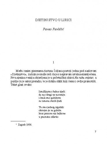 Djetinjstvo u lirici / Pavao Pavličić