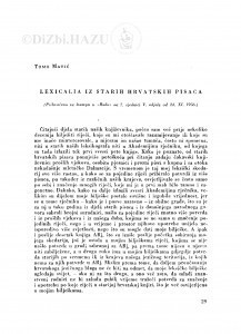 Lexicalia iz starih hrvatskih pisaca / T. Matić
