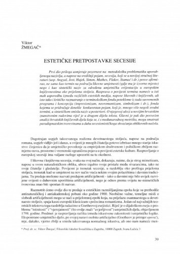 Estetičke pretpostavke secesije / Viktor Žmegač
