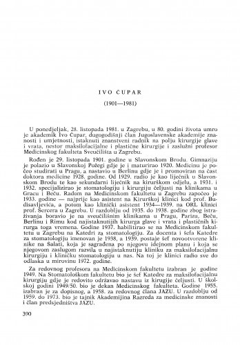 Ivo Čupar (1901-1981) : [komemoracija i nekrolozi] / I. Padovan