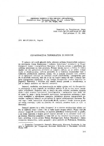 Čevapovićeva topografija Slavonije / Ive Mažuran
