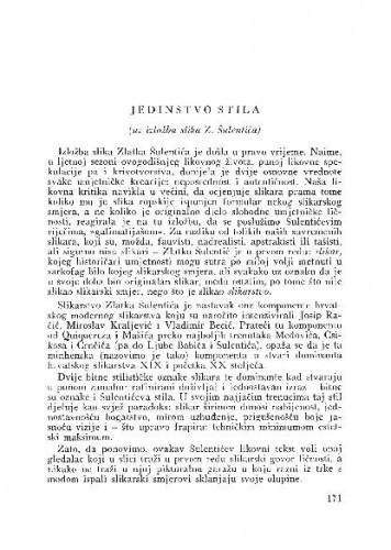 Jedinstvo stila : uz izložbu slika Z. Šulentića / M. Peić