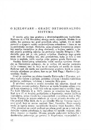 O Bjelovaru - gradu ortogonalnog sistema / Anđela Horvat