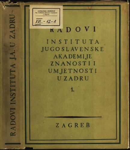 Sv. 1(1954) / uredili Josip Badalić i Vjekoslav Maštrović