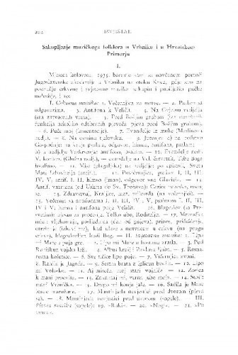 Sakupljanje muzičkoga folklora u Vrbniku i u Hrvatskom Primorju / I. Matetić-Ronjgov