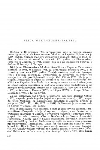Alica Wertheimer-Baletić : [biografije novih članova Akademije]