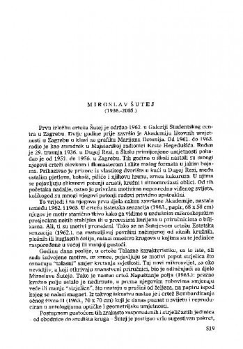 Miroslav Šutej (1936.-2005.) : [nekrolog] / Vera Horvat Pintarić