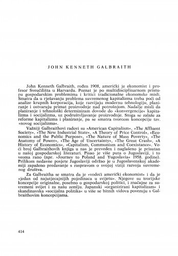 John Kenneth Galbraith : [biografije novih članova Akademije]