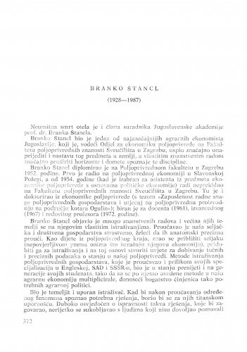 Branko Štancl (1928-1987) : [nekrolozi] / Vladimir Stipetić