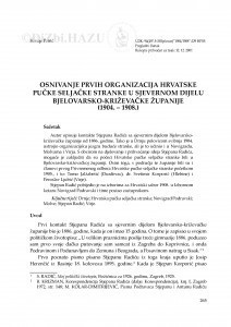 Osnivanje prvih organizacija Hrvatske pučke seljačke stranke u sjevernom dijelu Bjelovarsko-križevačke županije (1904.-1908.) / Hrvoje Petrić